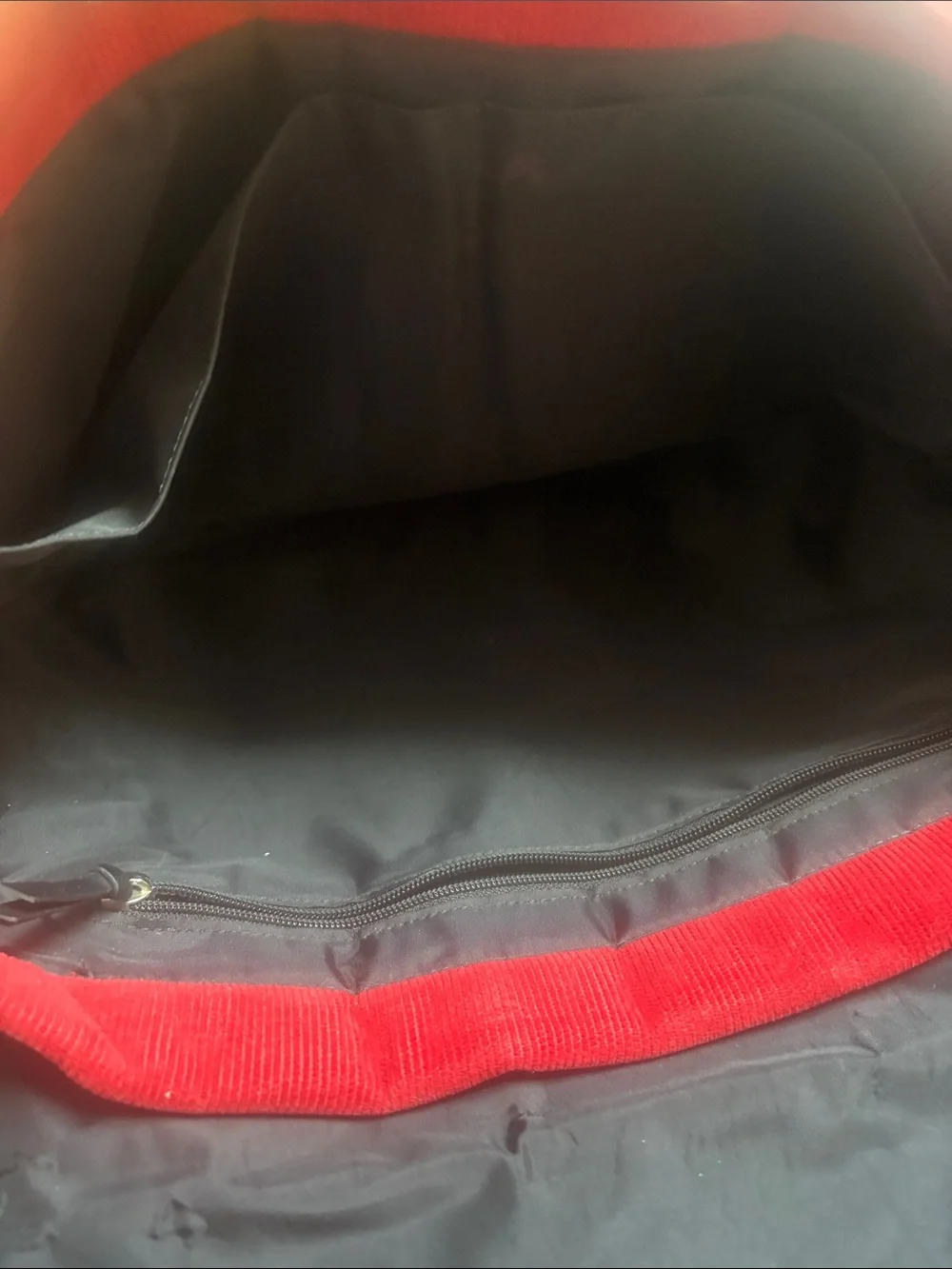 kate spade Red Corduroy Messenger Bag with Black Trim